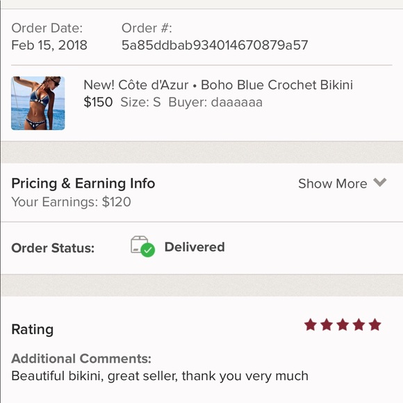 Foxy 5 🌟Fave! Boho Blue Crochet & Shell Bikini - Picture 8 of 8